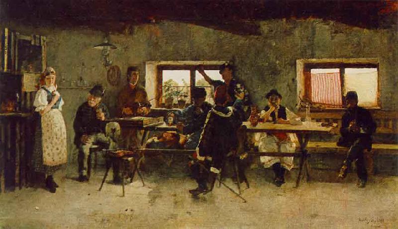 Carousing in the Tavern, Simon Hollosy